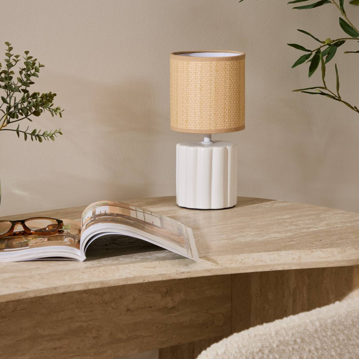 Lampe à poser champignon secteur Tylia blanc H26,5cm