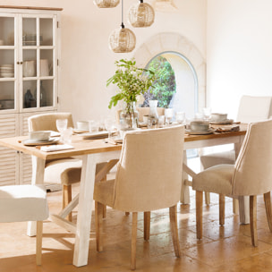 Table à manger "Olbia" en acacia L200cm blanc