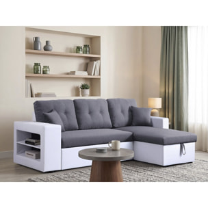 Canapé d'angle convertible/réversible "Axel" - 3 places - Blanc/Gris