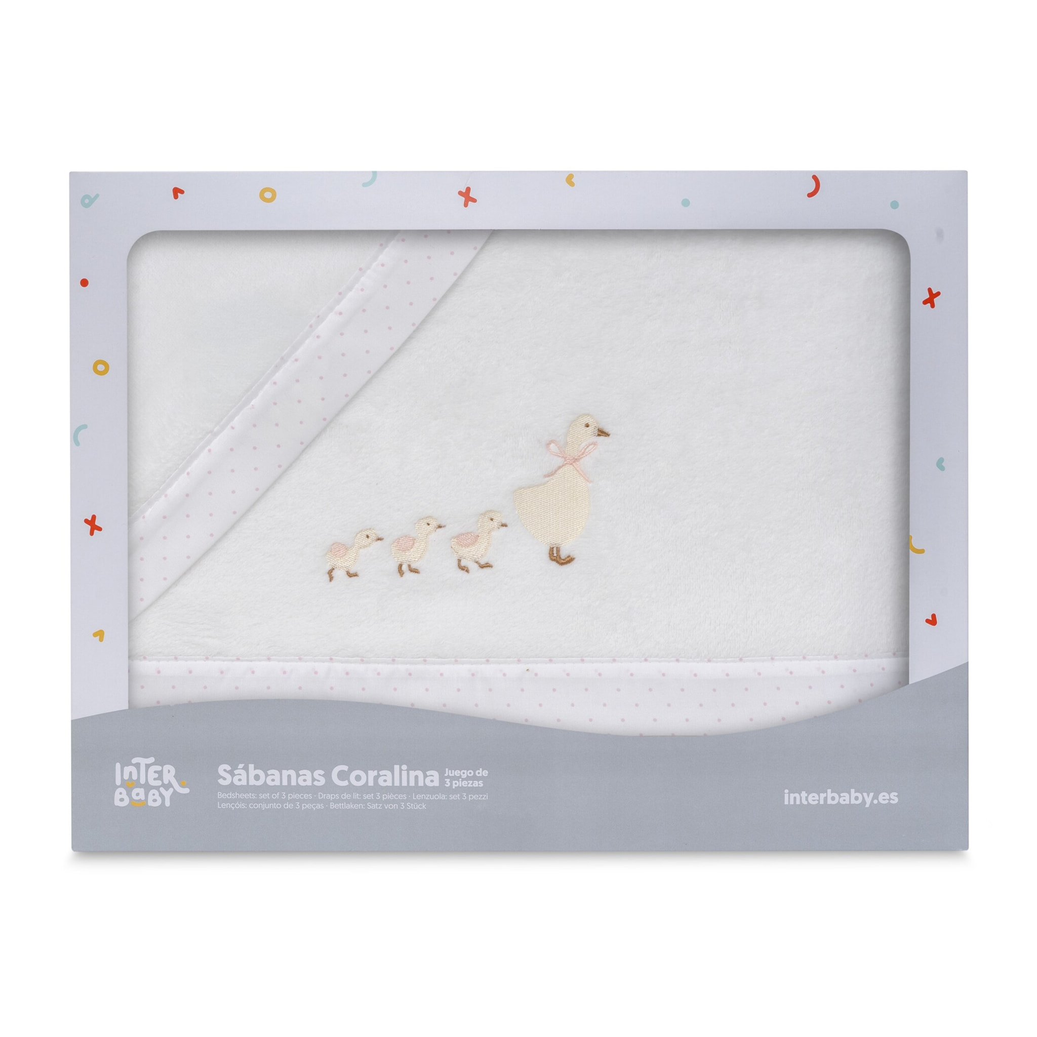 Triptico Minicuna Coralina Modelo Patitos Bco/Rosa