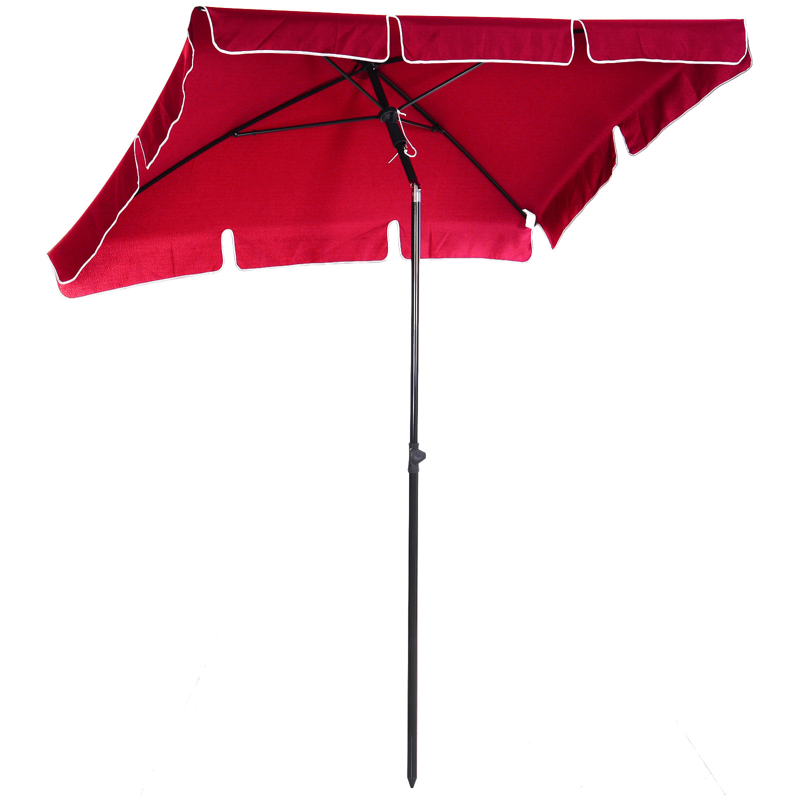 Parasol rectangulaire inclinable alu acier polyester haute densité diamètre 2 m rouge