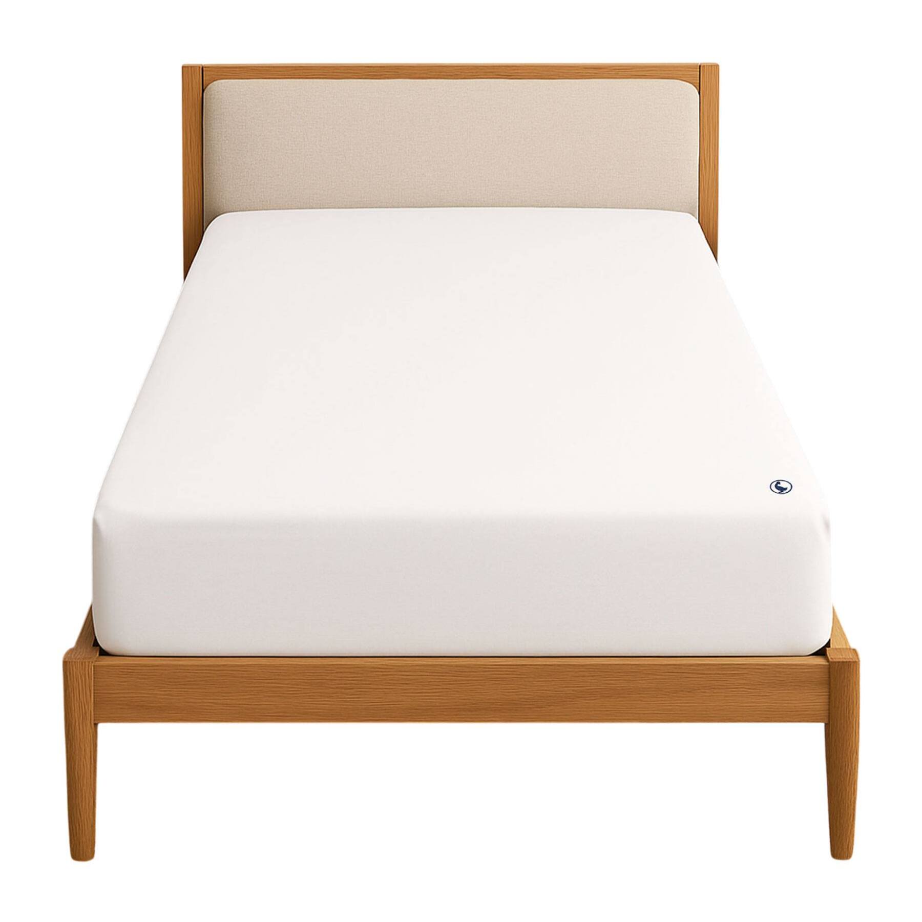 Sábana bajera 100%algodón 180tc color blanco logo bordado el ganso