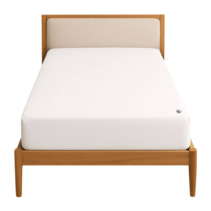 Sábana bajera 100%algodón 180tc color blanco logo bordado el ganso