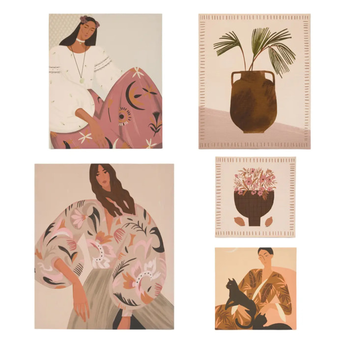 Lot de 5 toiles imprimées Cynthia