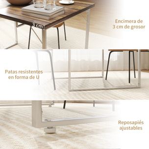 Mesa de Comedor Extensible Rectangular para 4-6 Personas Mesa de Cocina Extensible con Patas Metálicas para Salón 120-160x80x75 cm Marrón
