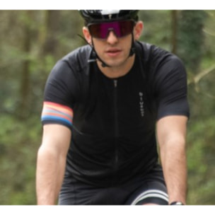 MAGLIA DA CICLISMO A MANICHE CORTE DA UOMO BLUEBALL NERA CON LOGO ROSSO