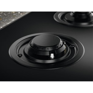 Plaque gaz ELECTROLUX KGG643753K - 4 foyers Verre Noir et Grilles Fonte