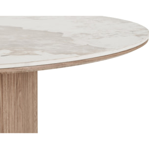 Lysa - table à manger plateau effet marbre et pieds effets bois - 4 personnes - Bois / Blanc