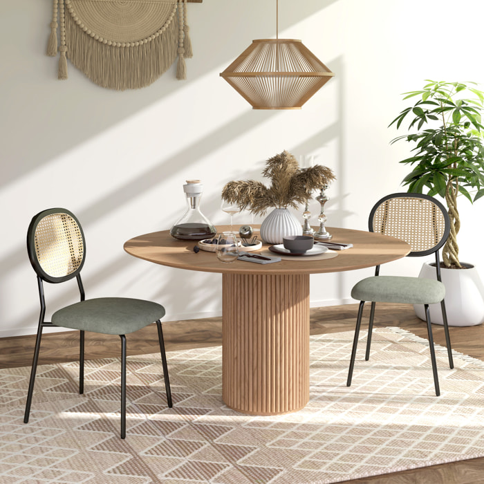 Pack de 2 Sillas de Comedor Sillas de Cocina con Respaldo de Ratán Sintético y Marco de Acero para Salón 44x54x87 cm Verde Oscuro y Negro