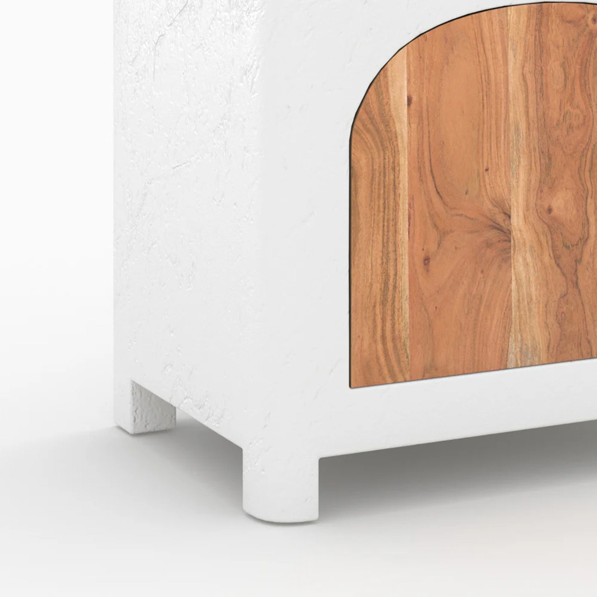 Table de chevet en béton blanc cassé et bois d'acacia - Fira