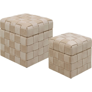 Tabourets-coffres Weave beige set de 2 Kare Design