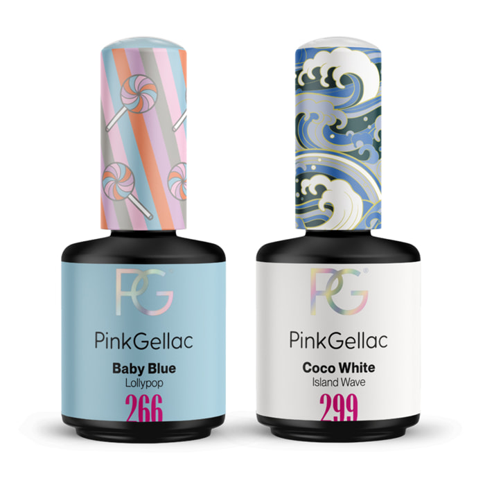 Set vernis semi-permanent - 2 x 15ml Bleu Baby & Blanc