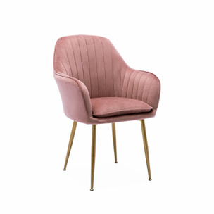 Fauteuil velours et pieds métal SHELLA