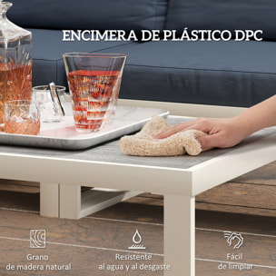 Conjunto de Muebles Jardín Exterior de 4 Piezas Sofá Exterior Seccional Forma de L con 2 Sofás de 2 Plazas Sofá de Esquina con Asiento Ajustable y Mesa Centro de DPC con Cojines Beige y Gris