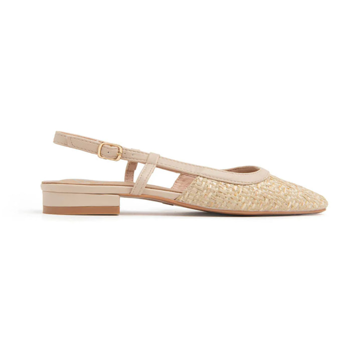 Slingback con tacco 3 e punta stondata - BEIGE