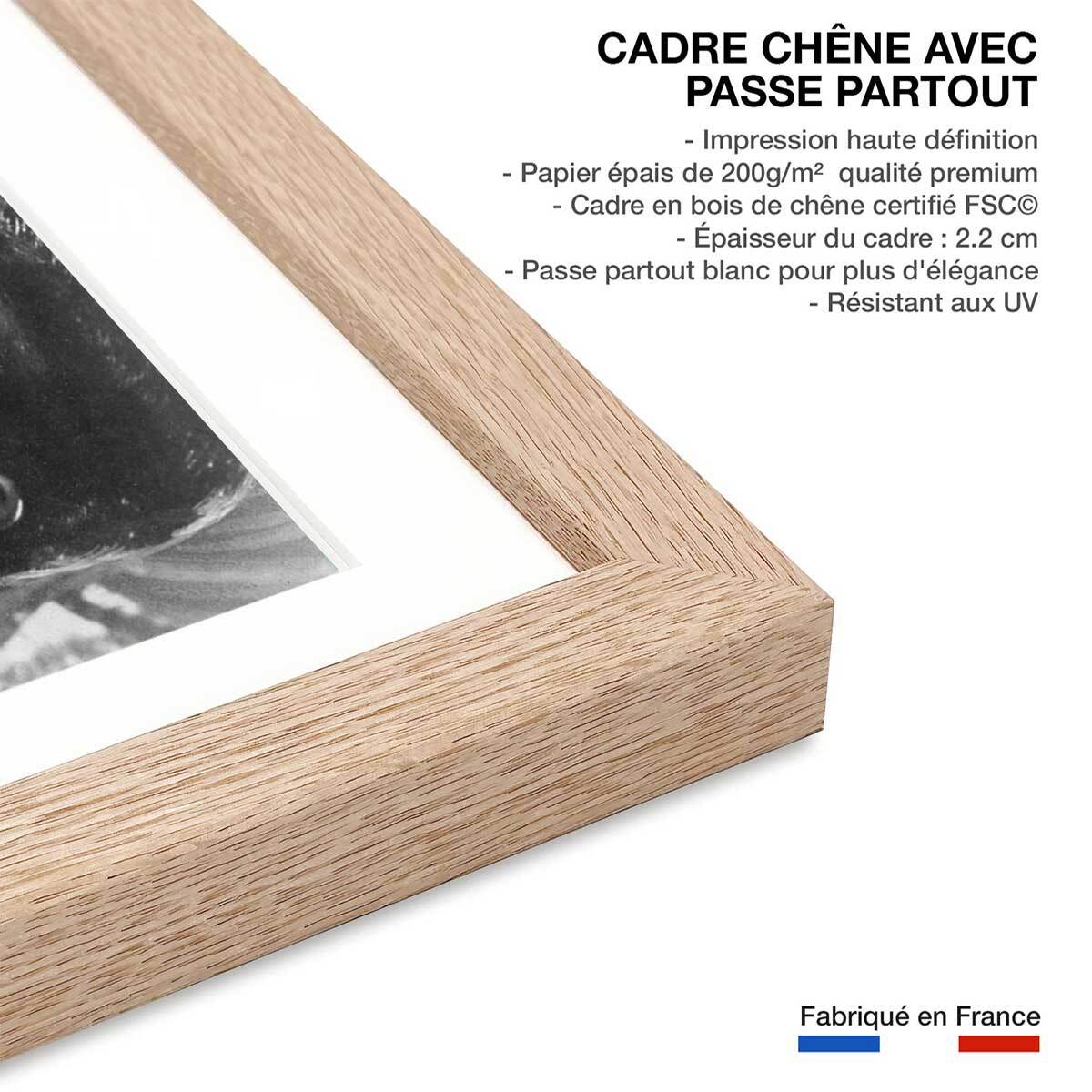 Affiche cinéma - Cary Grant et Grace Kelly La main au collet , 1955 Affiche + cadre en bois - Chêne