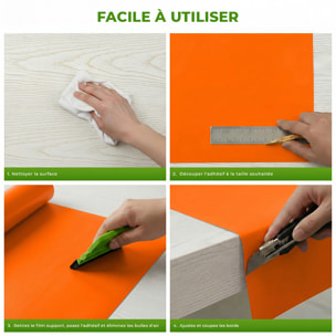 Rouleau adhésif décoratif Vinyle au Mètre - Orange - Sticker Lavable Imperméable Mur Cuisine Meubles