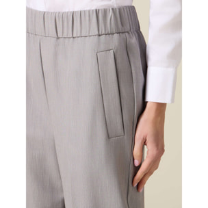Oltre - Pantalones carrot en tejido mélange - Gris