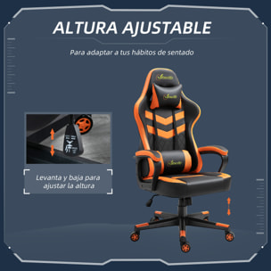 Silla Gaming de Oficina Ergonómica Altura Ajustable Naranja