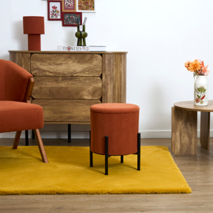 Lot de 4 Poufs - HOME DECO FACTORY - Jules - Rangement - Côtelé - Terracotta