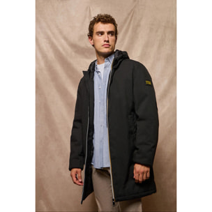 Cappotto nero trapuntato con cappuccio e toppa bicolore Polo Club