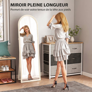 Miroir sur pied et mural pleine longueur 50 x 160 cm cadre pied effet pierre blanc