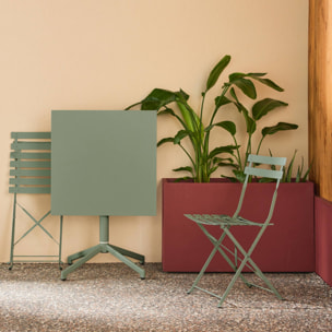 Table de jardin bistrot pliante métal + 2 assises EMILIA + CHIARA