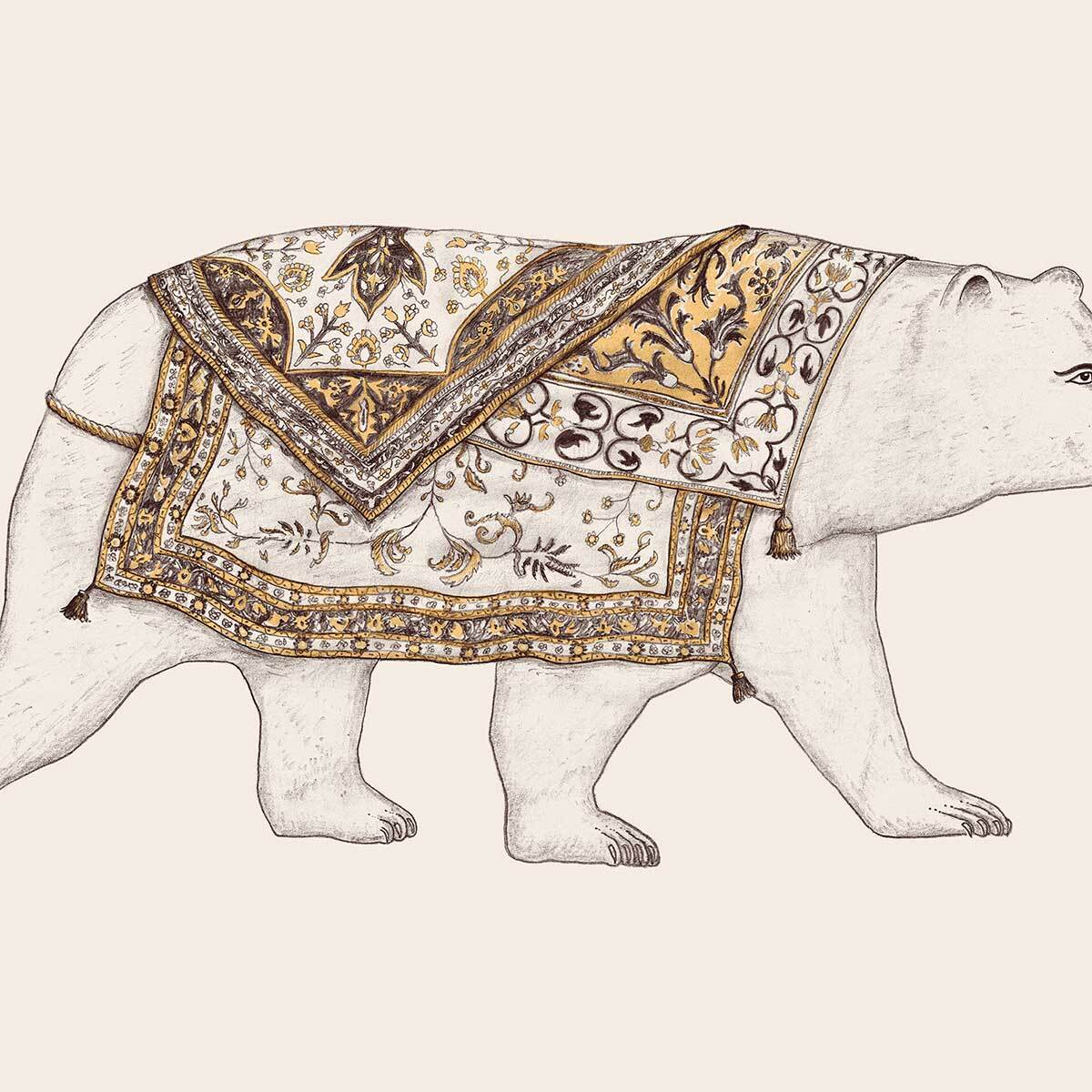 Affiche enfant ourse blanche  Affiche + cadre en bois - Chêne