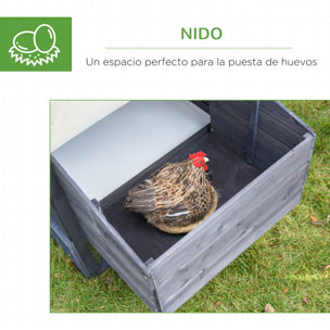 Gallinero de Madera Exterior Jaula Cercada para Gallinas con Caja Nido Corral de Metal Techo Asfáltico Bandeja Extraíble Ventana y Rampa 170x81x110 cm Gris