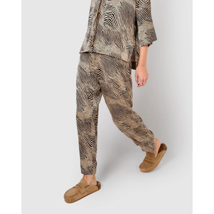 Pantalón largo satén drus beige