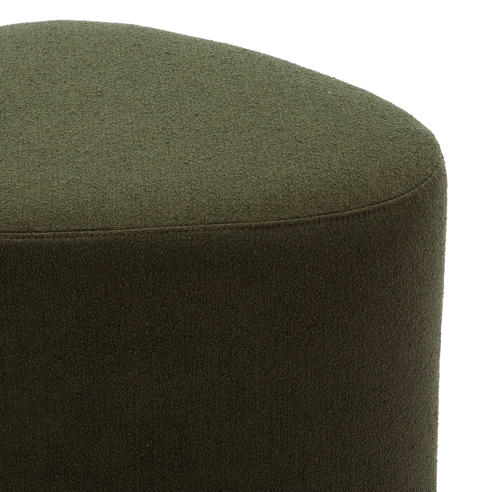 tabouret. pouf en forme de galet en tissu kaki foncé. TAO L 60 x P 44 x H 40cm