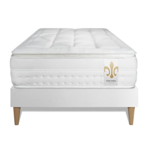 Ensemble Matelas Vingt-Huit PLUS - 28cm - Ressorts ensachés et mémoire de forme - Tensions allégées - Sommier kit Blanc