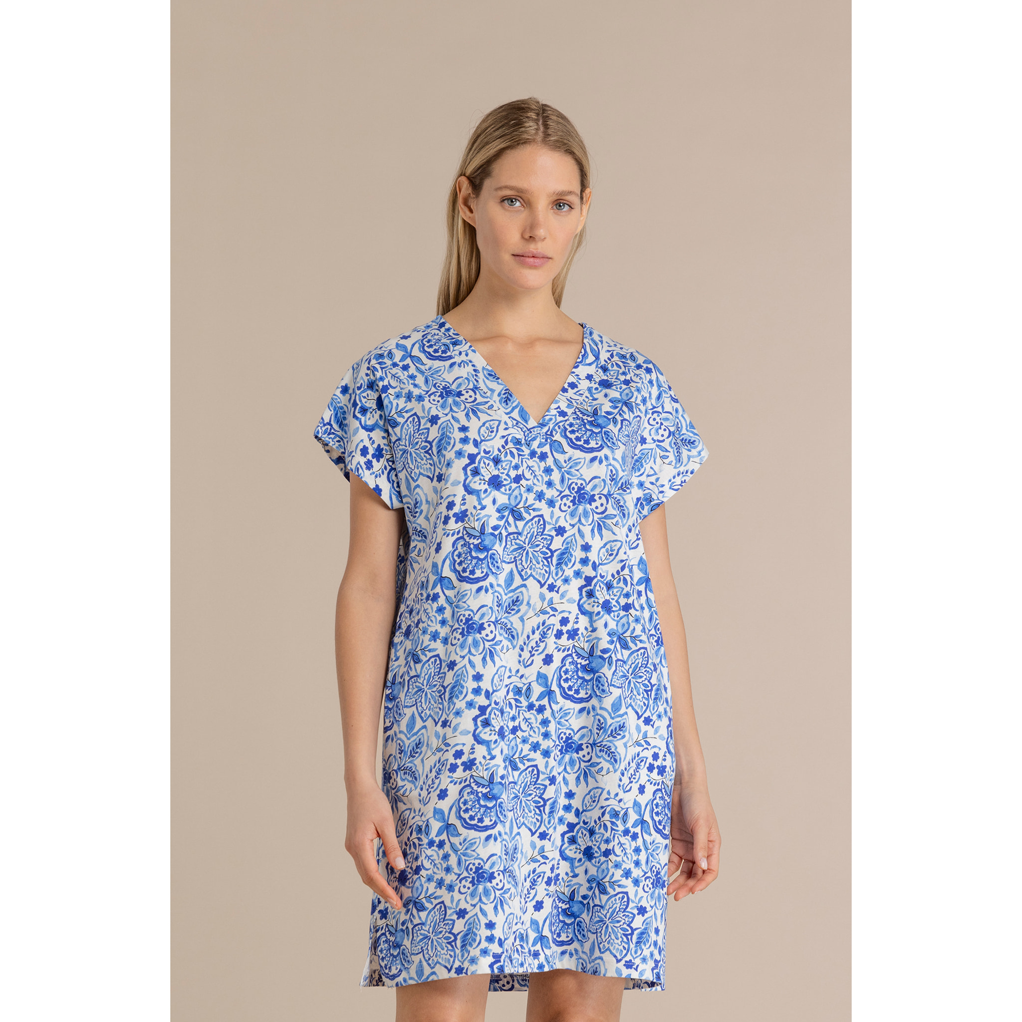 Abitino donna in cotone con scollo a V articolo acquerello Noidinotte