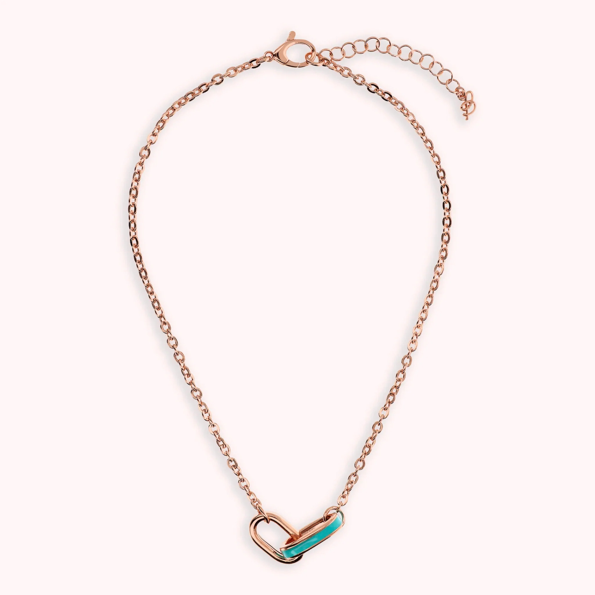 Collana Catena Rolo con Pendente Maglie Ovali Smaltate Nere