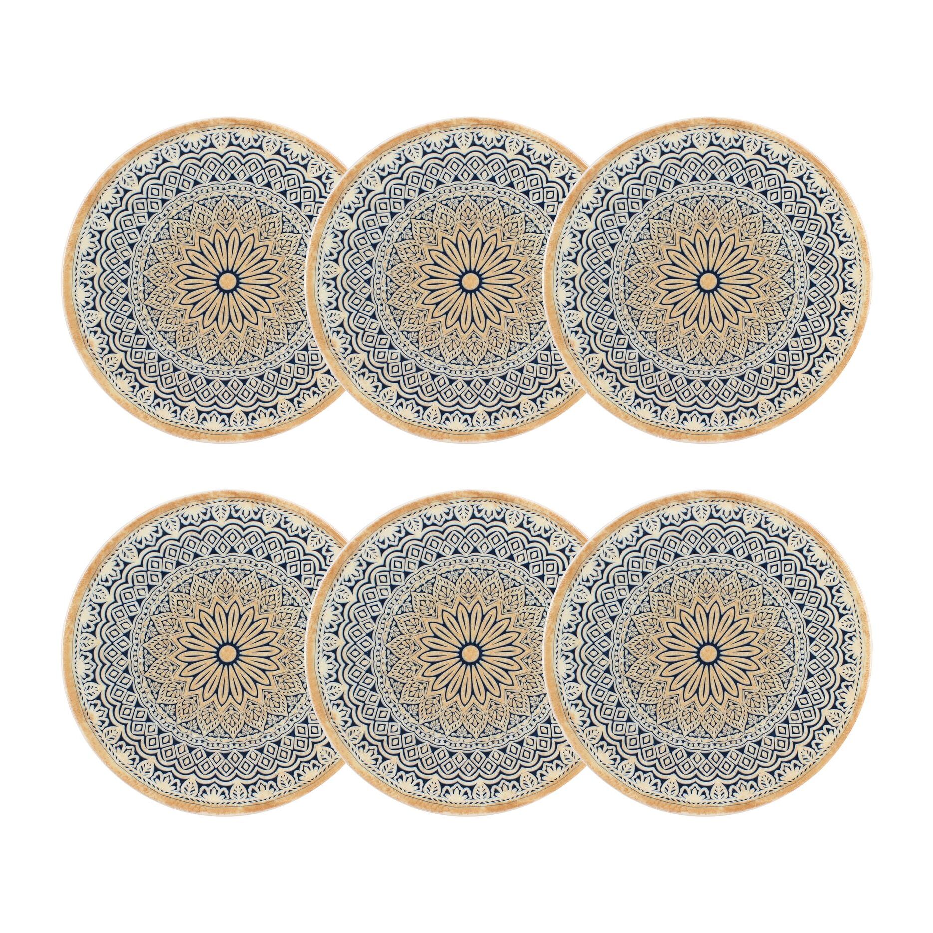 Lot de 6 assiettes à dessert en porcelaine 20cm BYZANCE