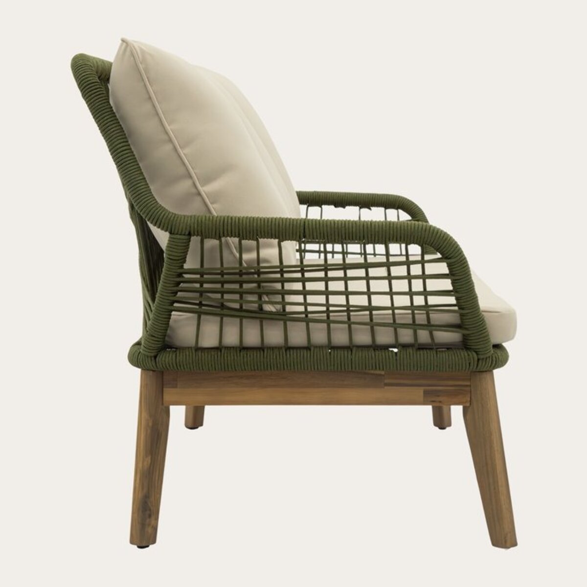 Canapé de jardin Kairo -bois massif dacacia, corde et revêtement-couleur naturel 152 x 80 x 72 cm
