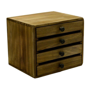 Portatutto in legno rettangolare 4 cassetti cm21,5x18h18