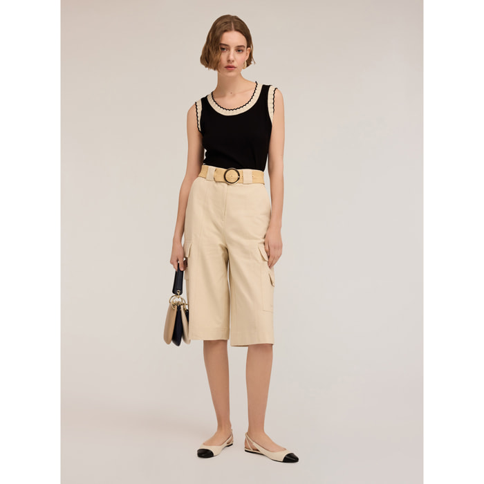 Motivi - Top con bordes de tricot - Negro