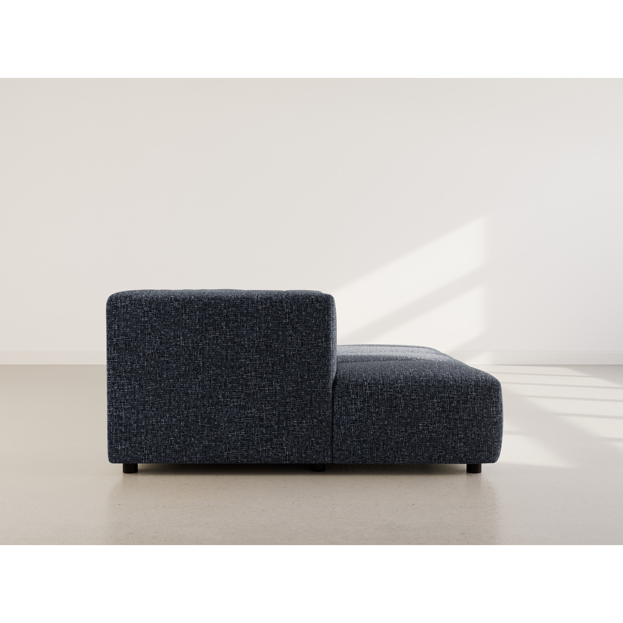 Curtis - canapé d'angle gauche 4 places avec accoudoir en tissu texturé - Bleu
