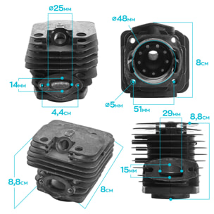 Gruppo Termico Per Motosega 62Cc - Ricambio Cilindro + Pistone Completo Per Motori A 2 Tempi Da 62Cc