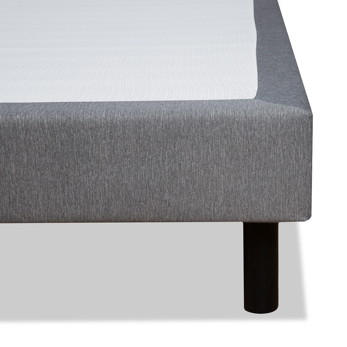 Sommier Tapissier Clémence en Kit, Tissu Gris, Lattes Bois, Soutien Ferme, Montage Rapide