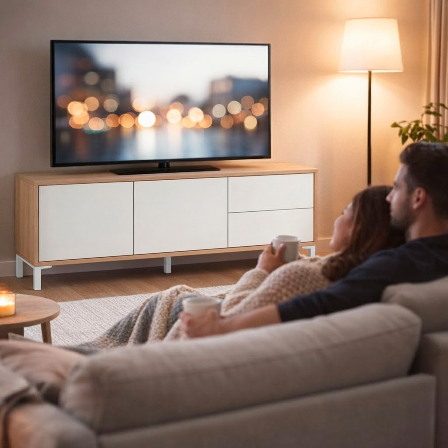 Mobile Tv Credenza Soggiorno Porta Televisione Madia Design Moderno Arredo Casa Mobile Basso Tv Melaminico 130 x 41 x 47 Cm Rovere E Bianco Opaco