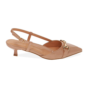 Décolleté slingback nude in vernice, tacco 4 cm