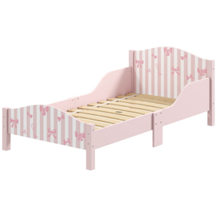 Lit enfant - lit d'enfant design girly - sommier à lattes inclus - MDF contre-plaqué rose blanc