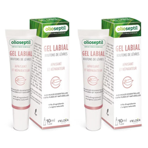 OLIOSEPTIL - Gel labial - Aux huiles essentielles 100% pures et naturelles - Apaisant et réparateur - Vegan - Lot de 2 Tubes 10ml