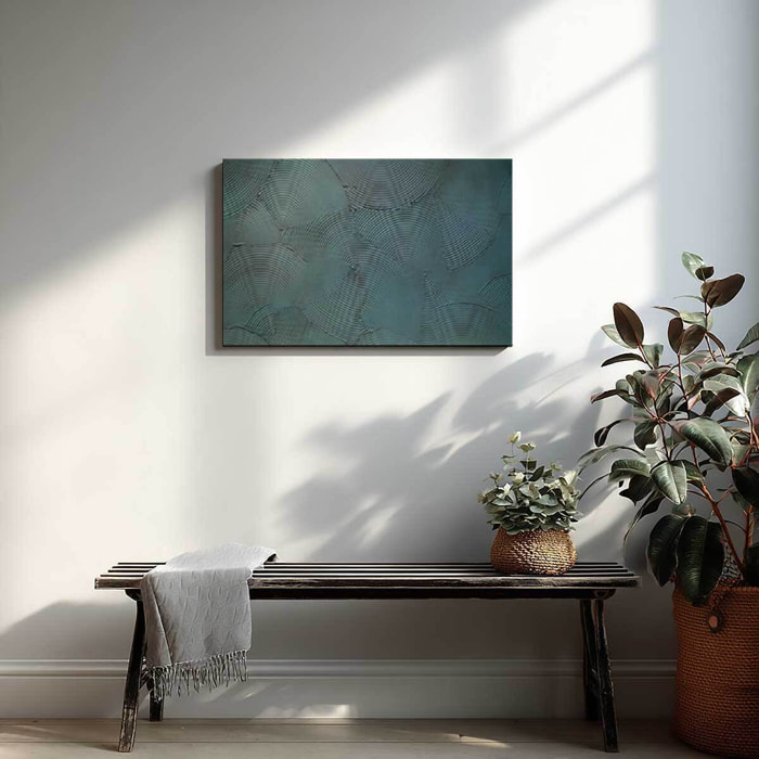 Tableau relief cercles vert texturé Toile imprimée