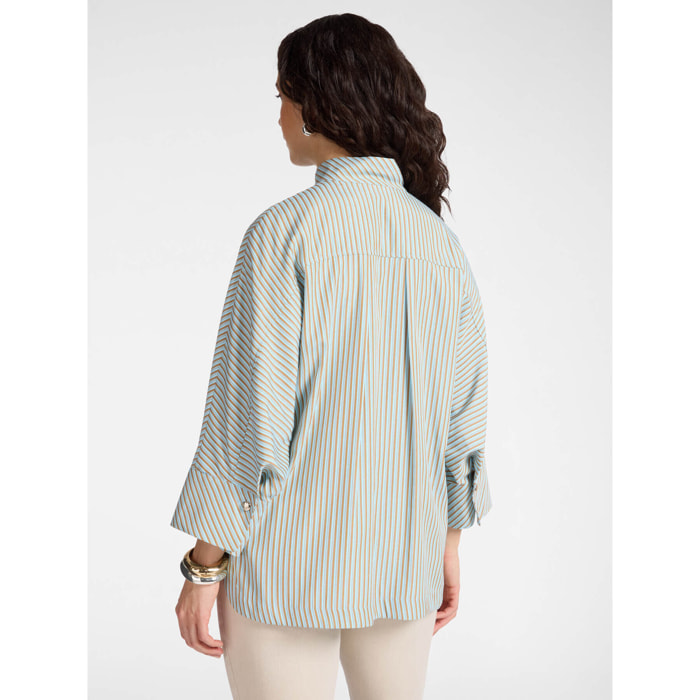 Elena Mirò - Blusa boxy rigata - Azzurro