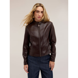 Motivi - Chiodo con zip e cuciture sartoriali - Marrone
