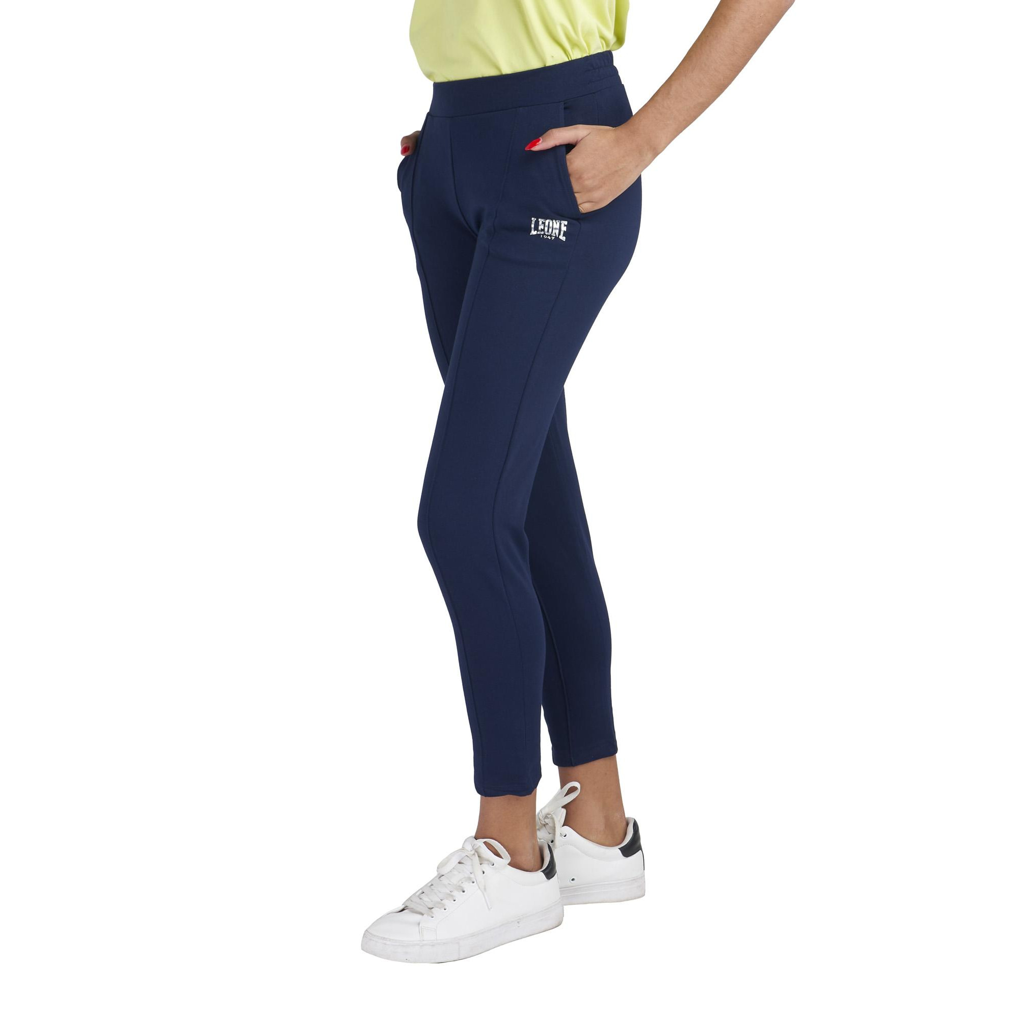 Pantalone donna dritto con piega in felpa Training