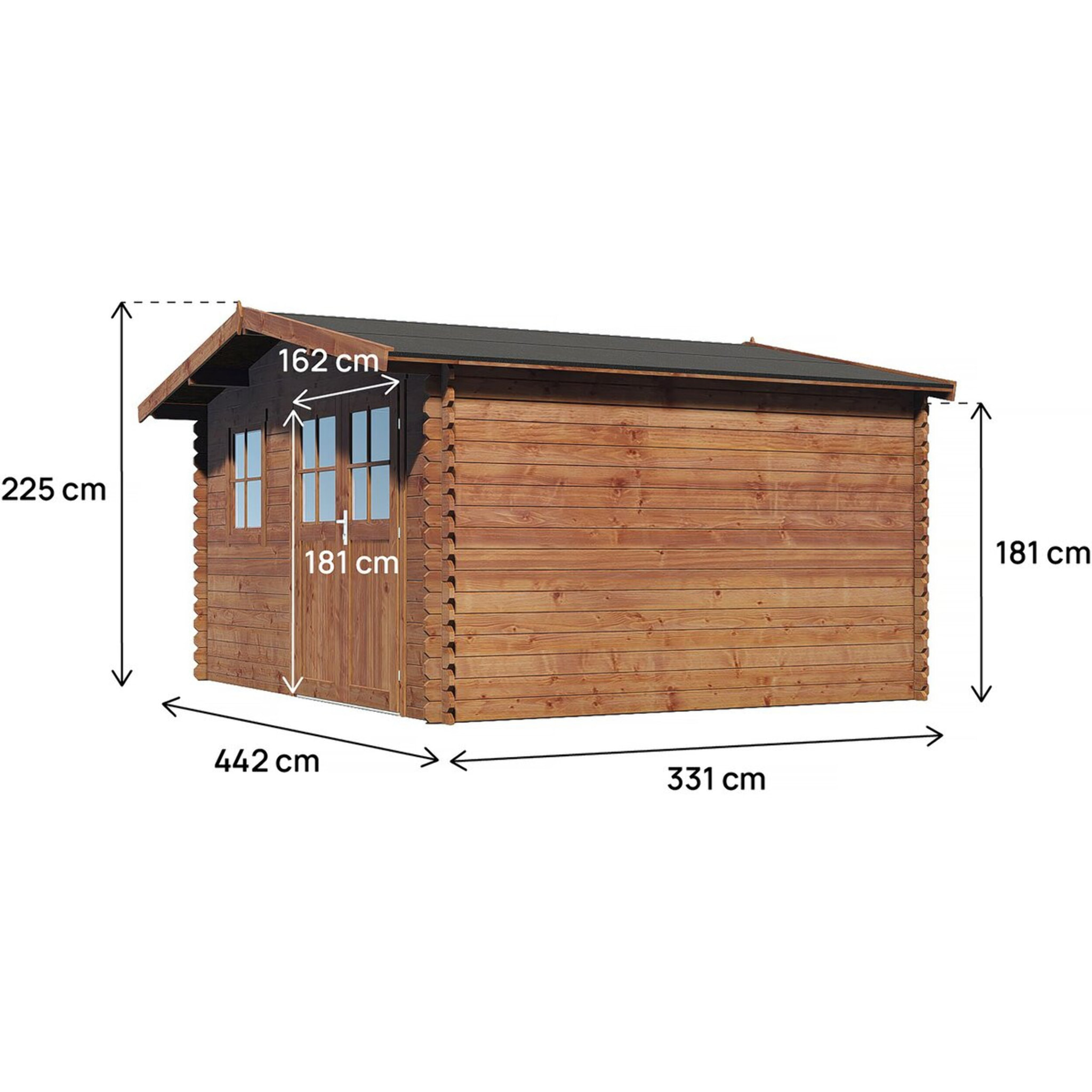 Abri de jardin en bois traité marron autoclave "Valmont" - 14 m² -28 mm